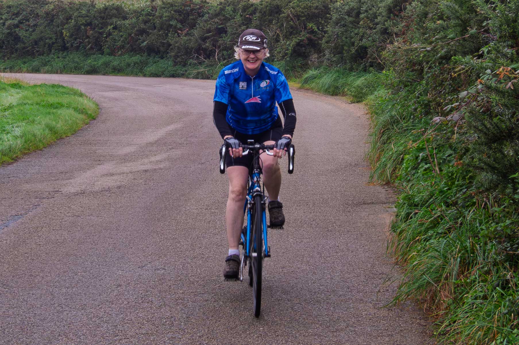 Pat on bike going to Lands End