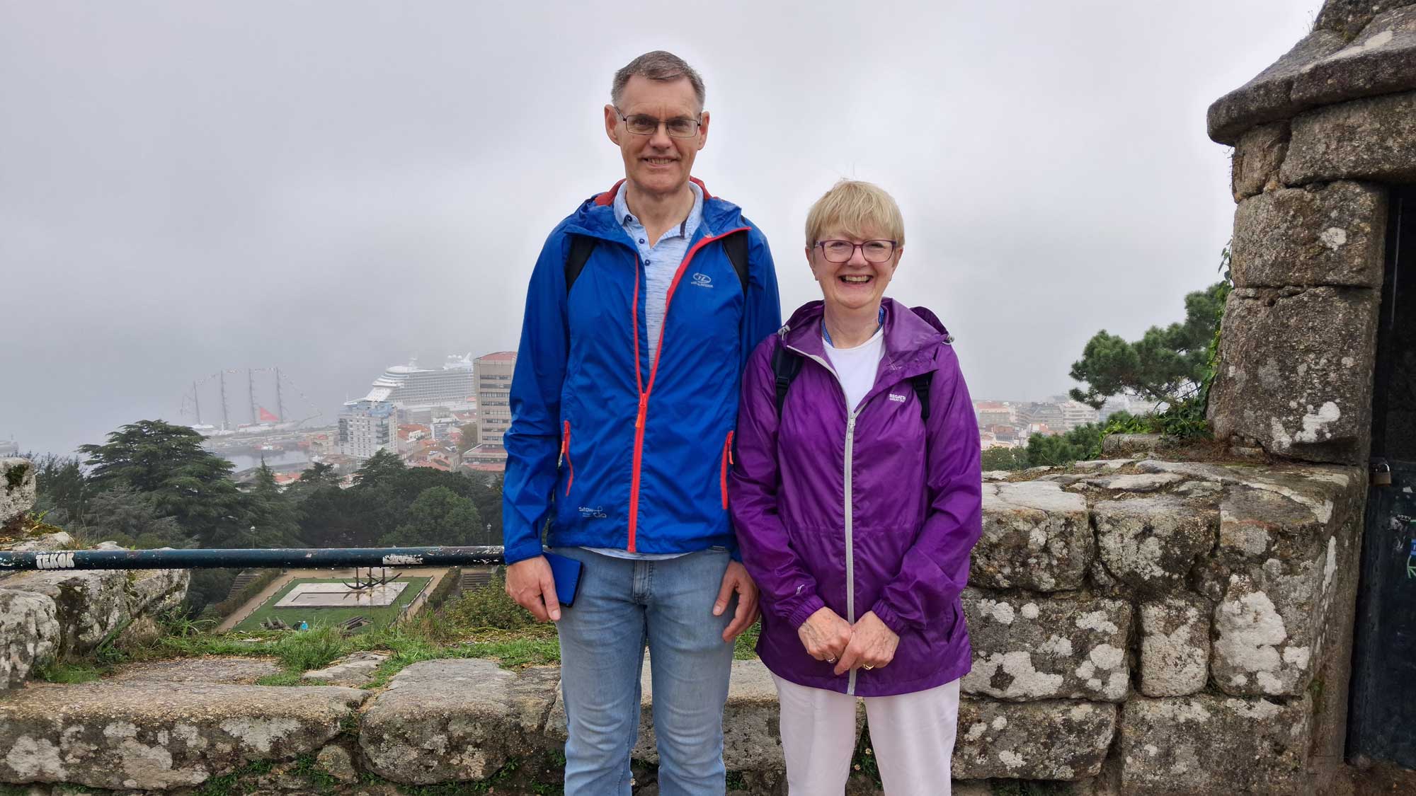 david and pat in the castle in vigo
