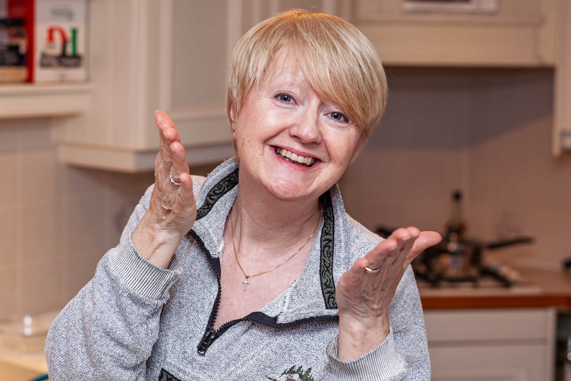 Pat in the kitchen