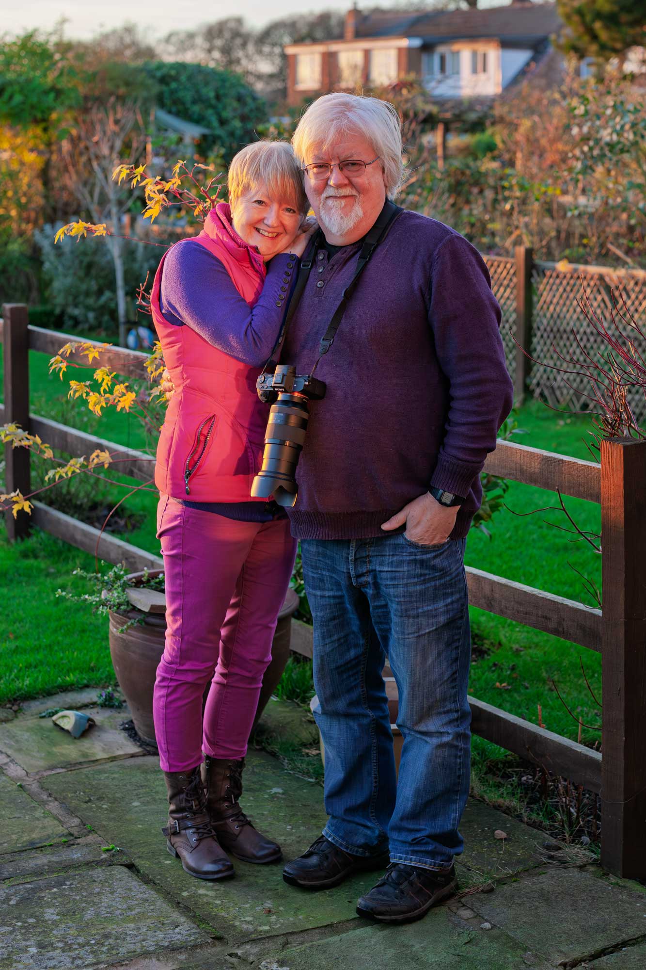 chris and pat in the garden